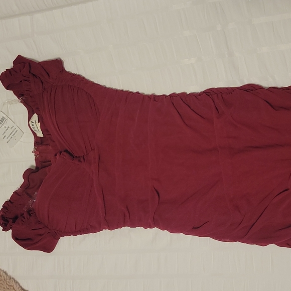 MBoutique Red Ruch Dress - Picture 2 of 3